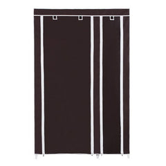 HAOYYE Portable Clothes Closet Wardrobe, Non-Woven Fabric Cover, Hanging Rod, Durable Space-Saving Storage Organizer, Quick Assembly, Modern Design, Versatile Use, Stylish Dark Brown Finish, Premium Quality