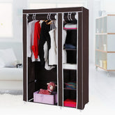 HAOYYE Portable Clothes Closet Wardrobe, Non-Woven Fabric Cover, Hanging Rod, Durable Space-Saving Storage Organizer, Quick Assembly, Modern Design, Versatile Use, Stylish Dark Brown Finish, Premium Quality