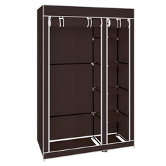 HAOYYE Portable Clothes Closet Wardrobe, Non-Woven Fabric Cover, Hanging Rod, Durable Space-Saving Storage Organizer, Quick Assembly, Modern Design, Versatile Use, Stylish Dark Brown Finish, Premium Quality