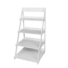 HAOYYE Wood Plastic 4-Tier Ladder-Style Shelf And Plant Stand, White Sturdy Space-Saving Organizer With Modern Design, Durable Storage Solution For Living Room, Bedroom, And Home Essentials, Stylish Display Shelf For Indoor Plants And Accessories