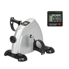 HAOYYE Mini Exercise Bike for Home Use Hands and Feet Trainer Pedal Exerciser Machine Portable Under Desk Fitness Cycle for Arm and Leg Workout with LCD Display Non Slip Base Silver Color