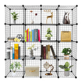 HAOYYE 16-Cube Organizer Cube Storage Shelving Unit, Wire Cube Storage Origami Shelves, Metal Grid Modular Cubbies Organizer Bookcase, Soft Cozy Warm Flannel Fleece Home Decor, Stylish Space-Saving Solution, Versatile Shelving System