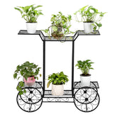 HAOYYE Car-Shaped 6-Tier Plant Stand, Black Metal Frame, Soft Cozy Flannel Fleece Liner, Modern Home Decor, Luxury Unique Design, Premium Quality Decorative Plant Holder For Indoor Outdoor Use, Perfect For Garden, Patio, Or Living Room