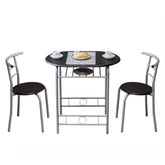 HAOYYE PVC Breakfast Table Set with One Table and Two Chairs, Space-Saving Dining Table and Stool Set for Small Kitchen, Apartment, or Dining Room