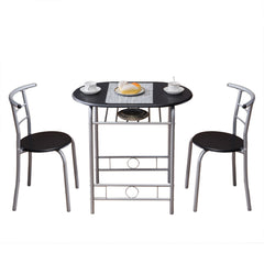 HAOYYE PVC Breakfast Table Set with One Table and Two Chairs, Space-Saving Dining Table and Stool Set for Small Kitchen, Apartment, or Dining Room