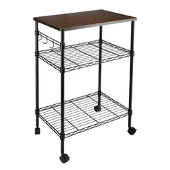 HAOYYE 3-Tier Kitchen Utility Cart, Mobile Rolling Kitchen Storage Cart, Durable Metal Frame with Wood Top, Compact Multifunctional Serving Trolley, Easy Assembly and Modern Design, Ideal for Home, Kitchen, Office, or Dining Room
