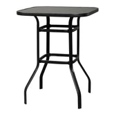 HAOYYE Wrought Iron Glass High Bar Table, Modern Patio Bar Table with Matte Black Frame and Tempered Glass, Stylish and Durable, Perfect for Outdoor or Indoor Dining, Bars, and Restaurants