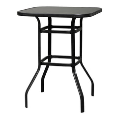 HAOYYE Wrought Iron Glass High Bar Table, Modern Patio Bar Table with Matte Black Frame and Tempered Glass, Stylish and Durable, Perfect for Outdoor or Indoor Dining, Bars, and Restaurants