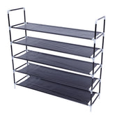 HAOYYE 5-Tier Non-Woven Fabric Shoe Rack with Handle, Black Shoe Storage Shelf for Bedroom, Entryway, or Closet, Durable and Space-Saving, Stylish Modern Design, Versatile and Convenient Organization Solution, Premium Quality Construction