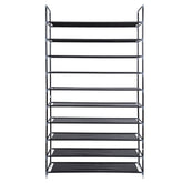 HAOYYE 10-Tier Non-Woven Fabric Shoe Rack, Durable Black Space-Saving Organizer with Handle, Modern Design for Versatile Use, Premium Quality Storage Solution for Home Essentials, Sleek Stylish Look and Simple Assembly
