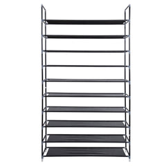 HAOYYE 10-Tier Non-Woven Fabric Shoe Rack, Durable Black Space-Saving Organizer with Handle, Modern Design for Versatile Use, Premium Quality Storage Solution for Home Essentials, Sleek Stylish Look and Simple Assembly