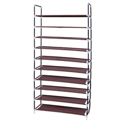 HAOYYE 10-Tier Non-Woven Fabric Shoe Rack, Simple Assembly, Durable and Space-Saving Organizer, Stylish Home Storage Solution