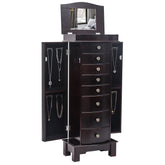 HAOYYE Jewelry Armoire with Mirror, 8 Drawers and 16 Necklace Hooks, 2 Side Swing Doors, Brown, Soft Cozy Warm Flannel Fleece Home Decor, Luxury Comfortable Unique Design, Premium Quality Decorative Storage Cabinet for Jewelry and Accessories