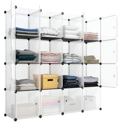 HAOYYE 16-Cube Storage Shelf, Cube Shelving Bookcase, Bookshelf Organizing Closet, Toy Organizer Cabinet, White Color, Soft Cozy Warm Flannel Fleece Home Decor, Luxury Comfortable Unique Design, Premium Quality Storage Solution
