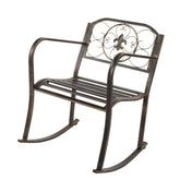 HAOYYE Outdoor Flat Tube Single Rocking Chair, Durable and Stylish Design for Gardens, Patios, and Backyards