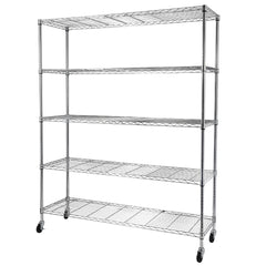 HAOYYE 5-Tier NSF Heavy Duty Adjustable Storage Metal Rack with Wheels & Shelf Liners, Chrome Finish, Ideal for Garage, Kitchen, Office, and More, Soft Cozy Warm Flannel Fleece Home Decor, Luxury Comfortable Design, Premium Quality Organizer