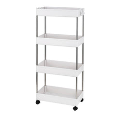 HAOYYE 4-Layer Mobile Multi-functional Storage Cart,Suitable for Kitchen, Bathroom, Laundry Room Narrow Place, Plastic and Stainless Steel, White soft cozy warm flannel fleece home decor luxury