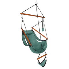 HAOYYE Oxford Cloth Hanging Chair with Wooden Spreader Bars and Cup Holder, Portable Hammock Chair for Seaside Courtyard Backyard Balcony, 100kg Weight Capacity, Modern Green Design