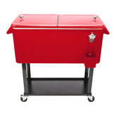 HAOYYE Red Box Freezer Incubator with Drain Pipe, Black Square Foot Tube, Warm and Cooling Functions, Convenient Bottom Tray, Portable with Wheels