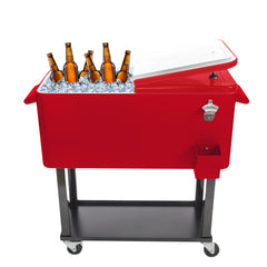 HAOYYE Red Box Freezer Incubator with Drain Pipe, Black Square Foot Tube, Warm and Cooling Functions, Convenient Bottom Tray, Portable with Wheels