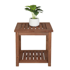 HAOYYE Outdoor Square Wood Side Table, Carbonized Finish, Sturdy and Stylish Design for Patios, Decks, and Gardens