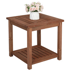 HAOYYE Outdoor Square Wood Side Table, Carbonized Finish, Sturdy and Stylish Design for Patios, Decks, and Gardens