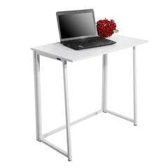 HAOYYE White Collapsible Computer Desk, Sturdy And Durable Design, Multifunctional Modern Home Office Desk, Space-Saving Storage Solution, Stylish And Practical Foldable Desk For Living Room, Bedroom, Or Study, Perfect For Work And Organization