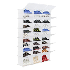 HAOYYE 12-Tier Portable Shoe Rack Organizer 72 Pair Capacity Expandable 36 Grid Tower Shelf White Durable Sturdy Multifunctional Organizer Space-Saving Storage Solution for Shoes, Boots, and Slippers