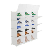 DE Direct HAOYYE 7-Tier Shoe Rack Organizer with 21 Grid Storage Shelves Portable Expandable Shoe Tower Cabinet Stand for Entryway Closet Bedroom Living Room Holds Up to 42 Pairs of Heels Boots Slippers White