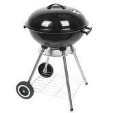 HAOYYE 18-Inch Portable Charcoal Grill with Enamel-Coated Lid and Bowl, BBQ Kettle Grill with Ash Catcher and Air Vents, Outdoor Patio Camping Stove with Wheels