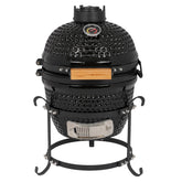 HAOYYE 13-Inch Round Ceramic Charcoal Grill Black, Durable Outdoor BBQ Cooker with Adjustable Vents, Heat-Resistant Design for Perfect Smoking and Grilling Experience