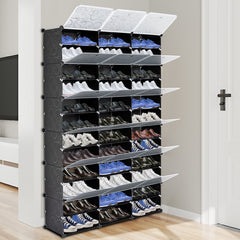 HAOYYE 12-Tier Shoe Rack Organizer – Portable, Expandable 72 Pair Shoe Tower Shelf, Sturdy Black Shoe Cabinet, Modern Home Storage Solution for Heels, Boots, Slippers, Entryway, Living Room, or Closet Organization