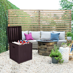 HAOYYE Outdoor Garden Storage Deck Box with Waterproof Plastic Construction, Large 51-Gallon Capacity Chest for Tools Cushions Toys and Patio Essentials, Durable Weather Resistant Storage Container with Seating Function