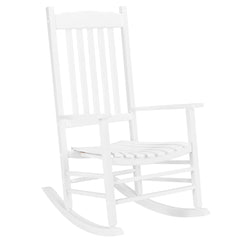 HAOYYE Square Wooden Rocking Chair with Wavy Backboard, Sturdy and Elegant Rocker for Patio, Porch, Garden, or Balcony, Comfortable and Durable Design for Relaxation and Outdoor Enjoyment