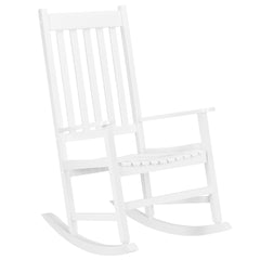 HAOYYE Square Wooden Rocking Chair with Wavy Backboard, Sturdy and Elegant Rocker for Patio, Porch, Garden, or Balcony, Comfortable and Durable Design for Relaxation and Outdoor Enjoyment
