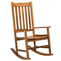 HAOYYE Square Wooden Rocking Chair with Wavy Backboard, Sturdy and Elegant Rocker for Patio, Porch, Garden, or Balcony, Comfortable and Durable Design for Relaxation and Outdoor Enjoyment