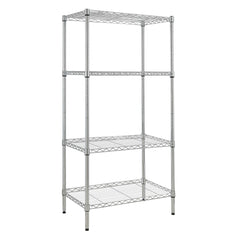 HAOYYE 4-Shelf Adjustable Wire Shelving Unit – Sturdy Chrome Storage Shelves With Heavy-Duty Steel Construction, Perfect For Garage, Kitchen, Office, Or Home Organization – Space-Saving, Durable, Adjustable Design For Flexible Storage Solutions
