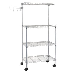 HAOYYE 4-Tier Kitchen Bakers Rack Microwave Oven Stand, Sturdy Carbon Steel Storage Cart With Mesh Shelves, Durable Multifunctional Organizer, Space-Saving Modern Home Storage Solution For Kitchens, Pantries, And Workstations, Practical And Stylish Design