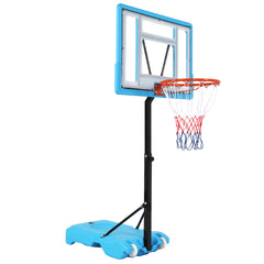 HAOYYE PVC Transparent Board Basketball Hoop for Poolside with Adjustable Height 115-135cm, Portable Basketball Stand with Nylon Net and Water or Sand Filled Base, Easy Setup and Relocation, Ideal for Poolside Fun and Outdoor Games