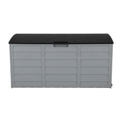 HAOYYE 75gal Outdoor Garden Storage Deck Box Chest with Lockable Lid Wheels and Handles for Patio Garage Tools Cushions Toys Weatherproof Plastic Organizer