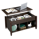 HAOYYE Lift Top Coffee Table Modern Furniture Hidden Compartment with 3 Storage Cabinets and Solid Wood Legs for Living Room Office