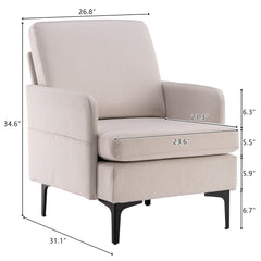 HAOYYE Lounge Chair, Comfy Single Sofa Accent Chair for Bedroom Living Room Guestroom, Beige soft cozy warm flannel fleece home decor luxury comfortable unique design premium quality decorative