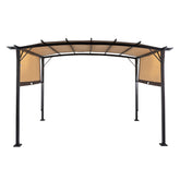 HAOYYE 12.31*9.29*7.45ft Outdoor Rectangular Pergola with Adjustable UV-Resistant Canopy, Aluminum Frame Folding Shade Shed, Curved Top Design with Lockable Sides for Patio, Lawn, Backyard