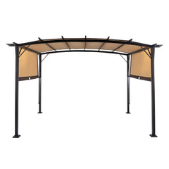 HAOYYE 12.31*9.29*7.45ft Outdoor Rectangular Pergola with Adjustable UV-Resistant Canopy, Aluminum Frame Folding Shade Shed, Curved Top Design with Lockable Sides for Patio, Lawn, Backyard