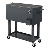 HAOYYE Rectangular Plastic Box Iron Foot Tube Refrigeration and Insulation Cart, Portable Cooler with Bottle Opener and Locking Casters for Outdoor Events