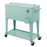 HAOYYE Rectangular Plastic Box Frozen Insulation Cart, 80QT Cooler with Drainage Cap, Bottle Opener, and Locking Casters, Ideal for Outdoor Events and Gatherings