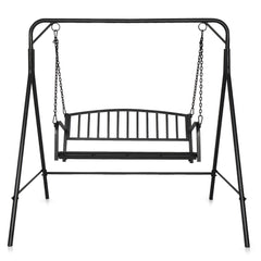 HAOYYE Garden Iron Swing Frame Heavy Duty Flat Top Hammock Stand Black Outdoor Patio Swing Support Structure Steel Frame Only for Backyard Porch Lawn Easy Assembly