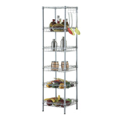 HAOYYE Concise 6-Layer Carbon Steel & PP Storage Rack, Silver Gray, Adjustable Height, Anti-Rust Mesh Design, Soft Cozy Warm Flannel Fleece, Premium Quality, Luxury Comfortable Unique Design for Home, Kitchen, Bathroom, Office Organization