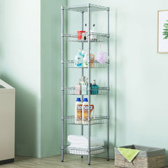HAOYYE Concise 6-Layer Carbon Steel & PP Storage Rack, Silver Gray, Adjustable Height, Anti-Rust Mesh Design, Soft Cozy Warm Flannel Fleece, Premium Quality, Luxury Comfortable Unique Design for Home, Kitchen, Bathroom, Office Organization