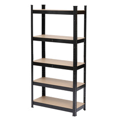 HAOYYE Black 5-Tier Powder Coated Storage Rack, Sturdy And Durable Design, Multifunctional Organizer, Modern Space-Saving Storage Solution For Living Room And Garage, Stylish And Practical Metal Shelving Unit For Tools, Supplies, And Household Essentials